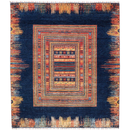Rug Siva Pakistan 252x290 Navy Orange Red Gold