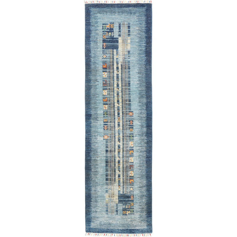 Rug Siva Pakistan 83x300 Blue Light Blue Cream