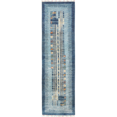 Rug Siva Pakistan 83x300 Blue Light Blue Cream