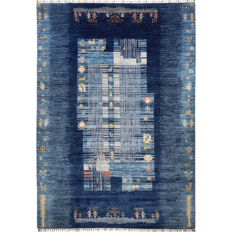 Rug Siva Pakistan 213x299 Deep Blue Light Blue