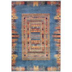 Rug Siva Pakistan 206x295 Ocean Blue Orange Red