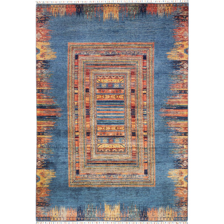 Rug Siva Pakistan 206x295 Ocean Blue Orange Red