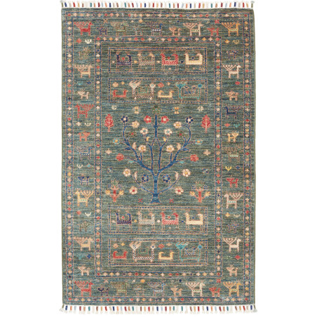 Rug Rubin Pakistan 76x124 Petrol Green Brick Re