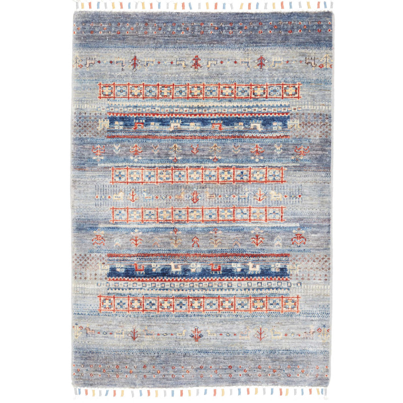 Rug Siva Pakistan 81x117 Grey Blue Dark Blue Te