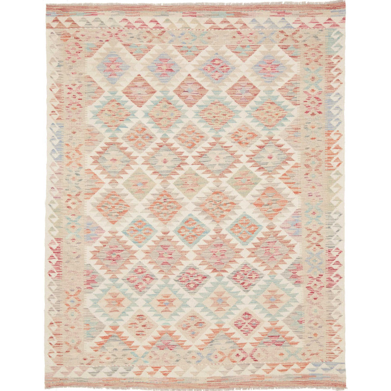 Rug Kilim Afghanistan 153x192 Cream Coral Blue