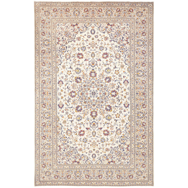 Rug Kashan Persia 200x310 Ivory Cream Dark Blue