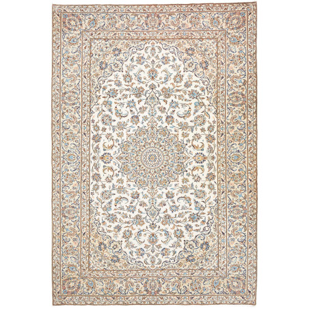 Rug Kashan Persia 200x300 Cream Ivory Light Blu