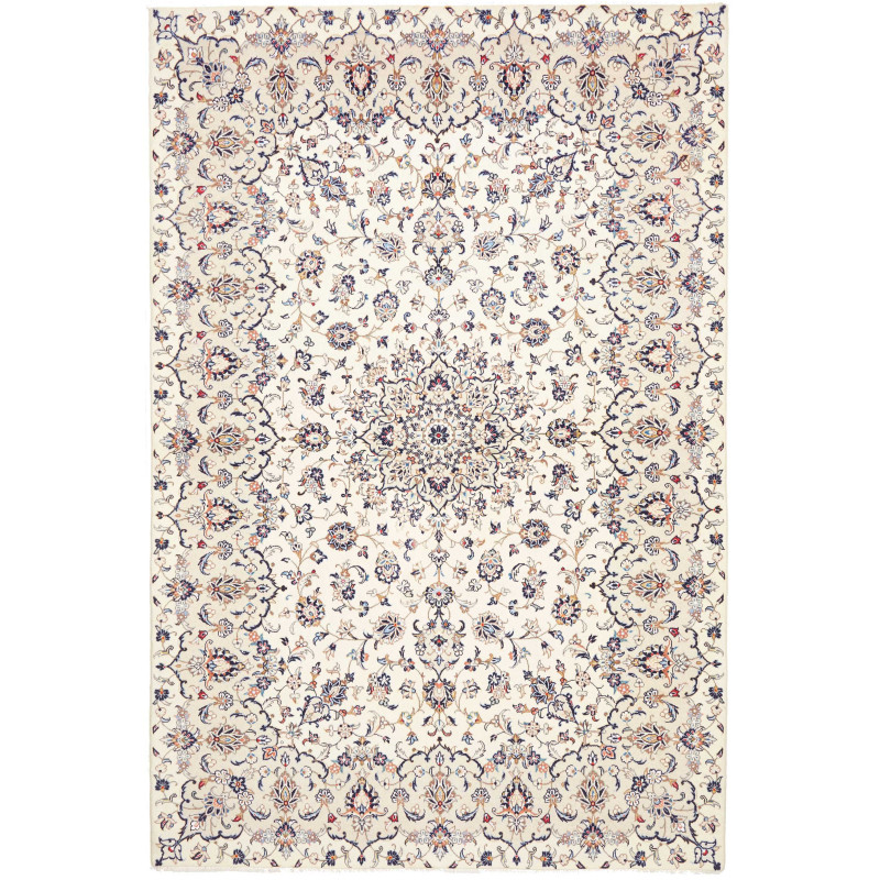 Rug Kashan Persia 197x300 Cream White Dark Blue