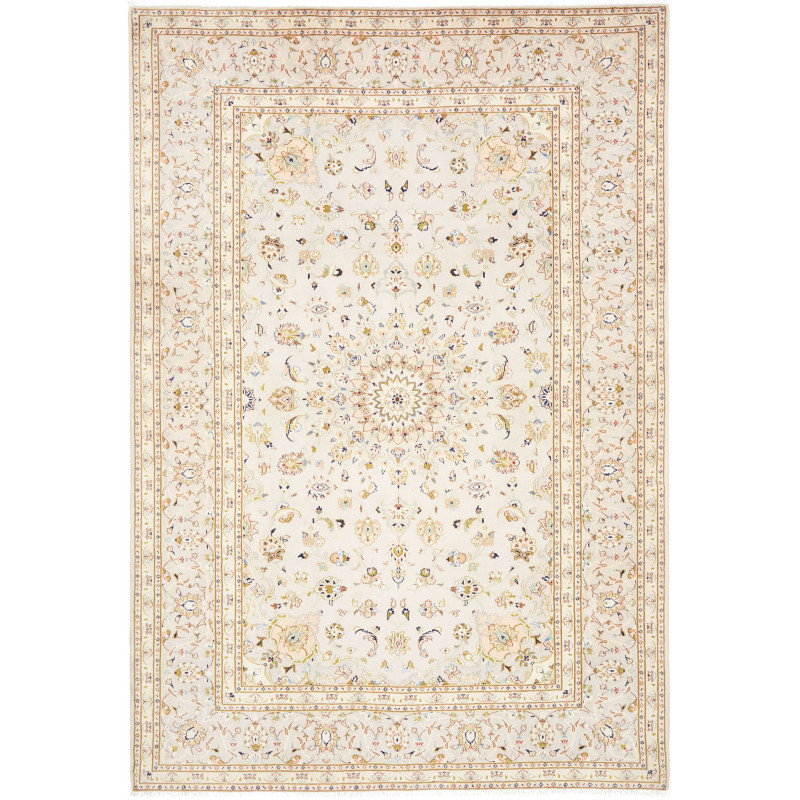 Rug Kashan Persia 202x292 Ivory Cream Beige Pea