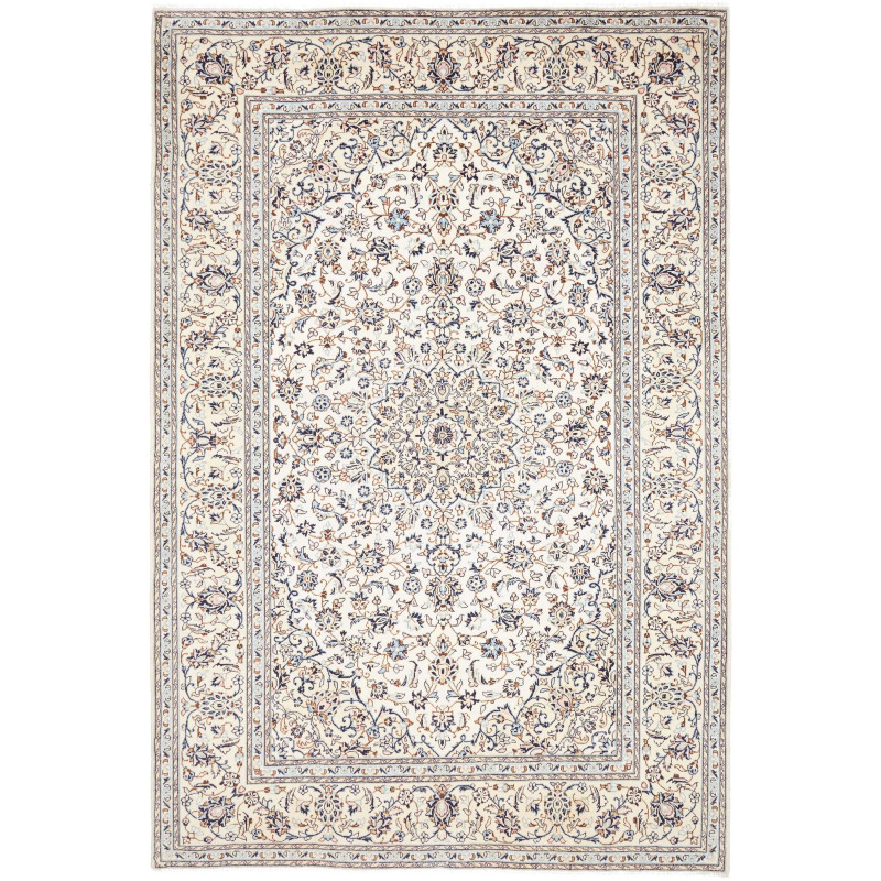 Rug Kashan Persia 195x294 Cream White Navy Blue