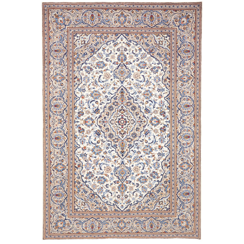 Rug Kashan Persia 200x295 Cream White Navy Blue