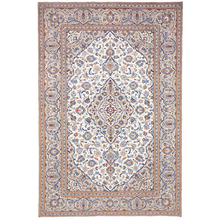 Rug Kashan Persia 200x295 Cream White Navy Blue