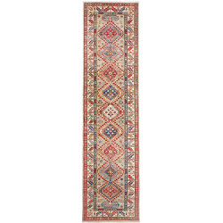 Rug Kazak Fine Pakistan 77x309 Beige Red Blue C