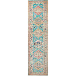 Rug Kazak Fine Pakistan 79x296 Turquoise Terrac