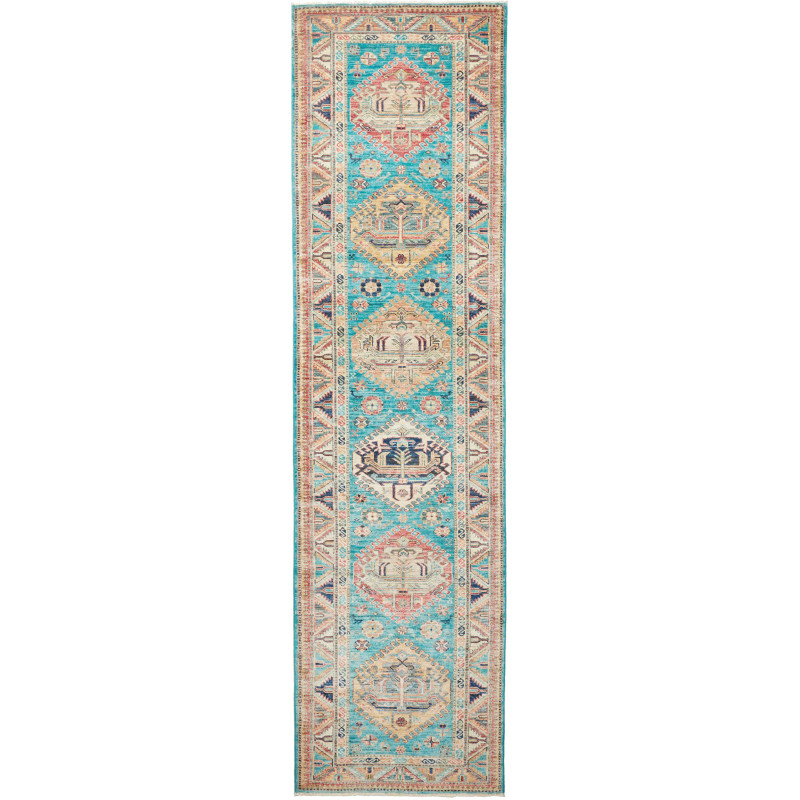 Rug Kazak Fine Pakistan 79x296 Turquoise Terrac