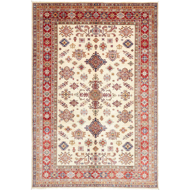 Rug Kazak Fine Pakistan 202x297 Cream Red Blue