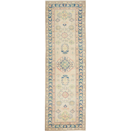 Rug Kazak Afghanistan 85x287 Beige Cream Indigo