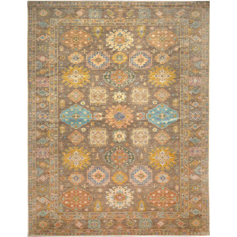 Rug Kazak Fine Pakistan 360x466 Grey Brown Gold