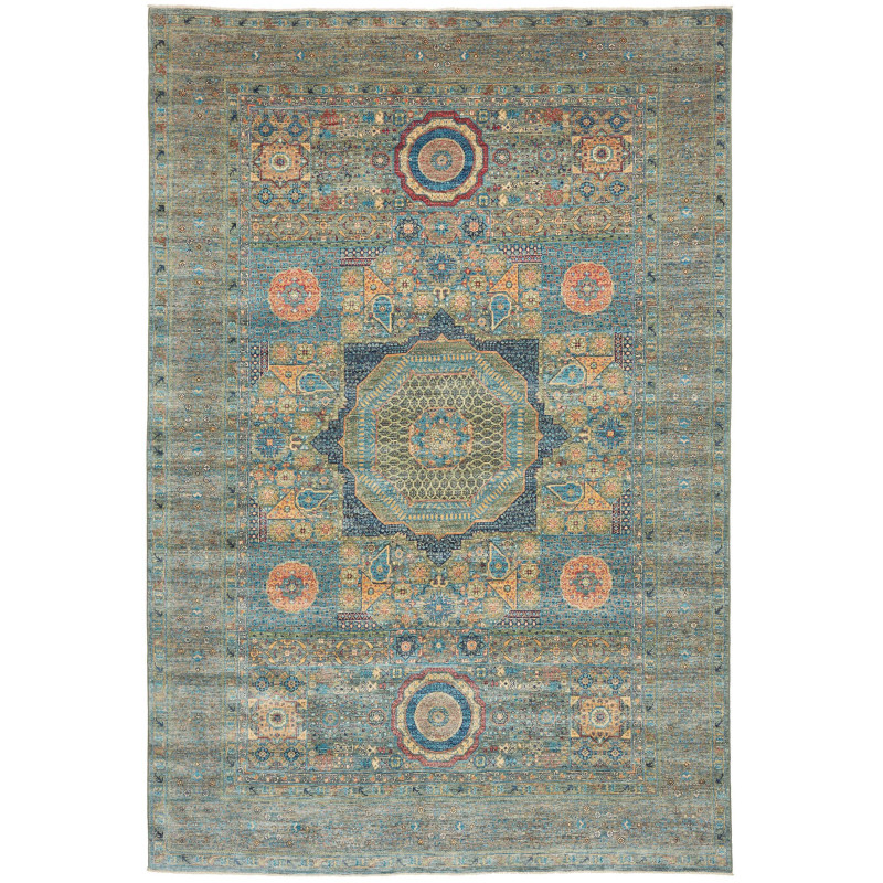 Rug Mamlouk Pakistan 210x307 Muted Teal Rust Or