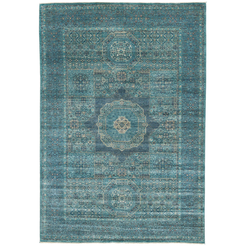 Rug Mamlouk Pakistan 204x295 Turquoise Blue Gre