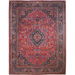 Hand Made Rug Mashad Persia 302x384 Red Dark Bl