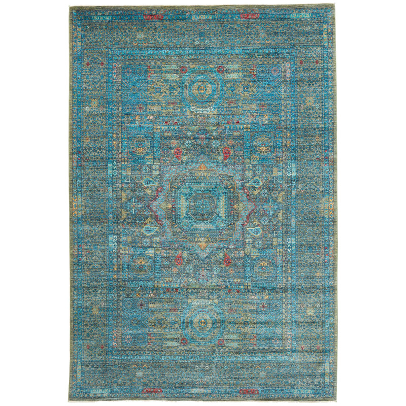Rug Mamlouk Pakistan 201x304 Turquoise Gold Rus