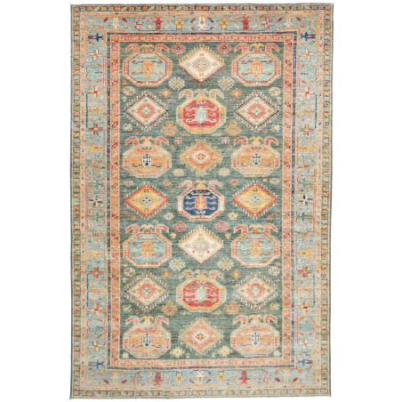 Rug Kazak Fine Pakistan 204x311 Teal Blue Green