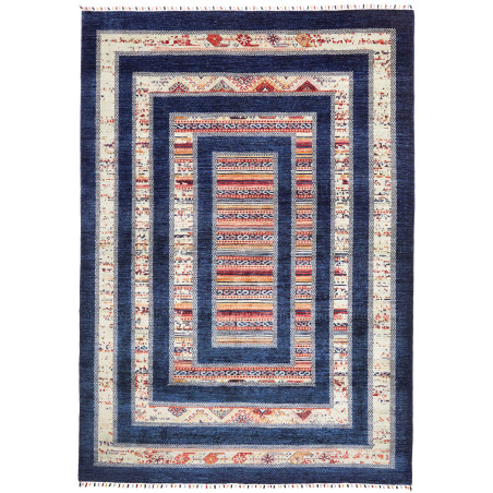 Rug Siva Pakistan 205x297 Navy Blue Cream Red O