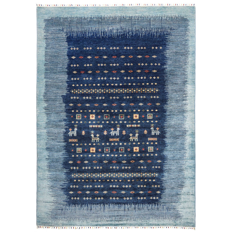 Rug Siva Pakistan 210x292 Navy Blue Light Blue