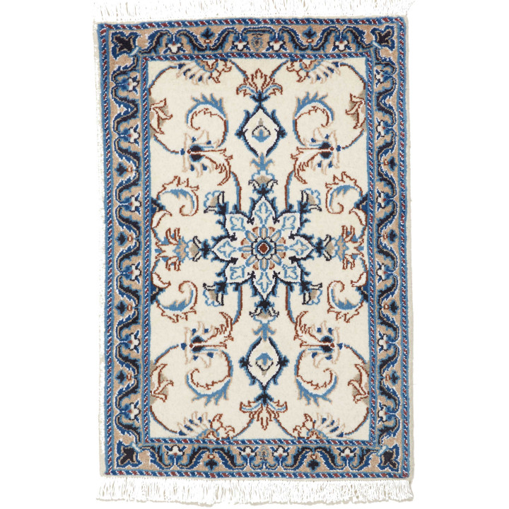 Hand Made Rug Nain Kashmar Persia 60x90 Ivory B