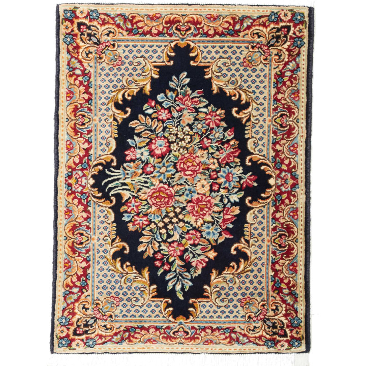 Tappeto Originale Kerman Persia 65x93 Blu Scuro