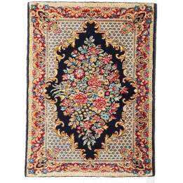 Hand Made Rug Kerman Persia 65x90 Dark Blue Bei