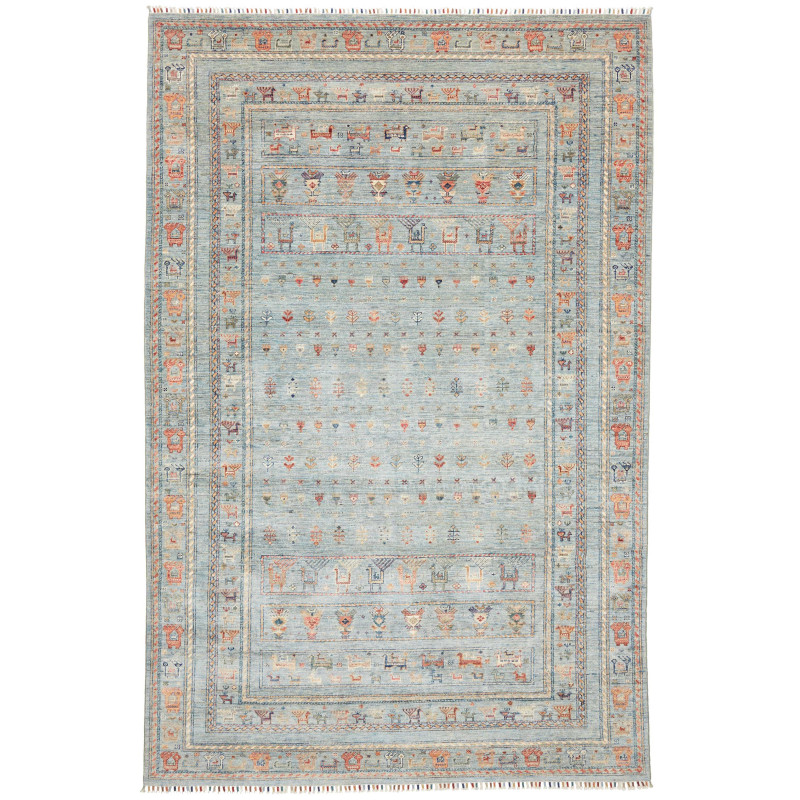 Rug Rubin Pakistan 196x305 Light Blue Terracott