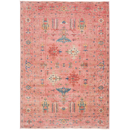 Rug Kazak Fine Pakistan 205x293 Coral Pink Blue