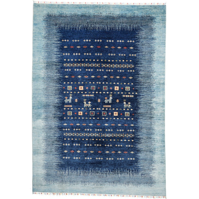 Rug Siva Pakistan 206x294 Indigo Blue Light Blu