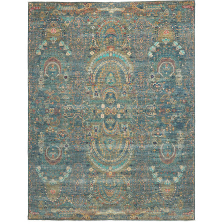 Rug Shahi Fine Pakistan 270x356 Teal Gold Rust