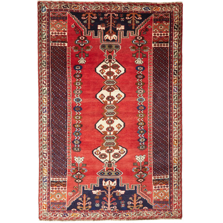 Hand Made Rug Shiraz Persia 160x240 Red Dark Bl