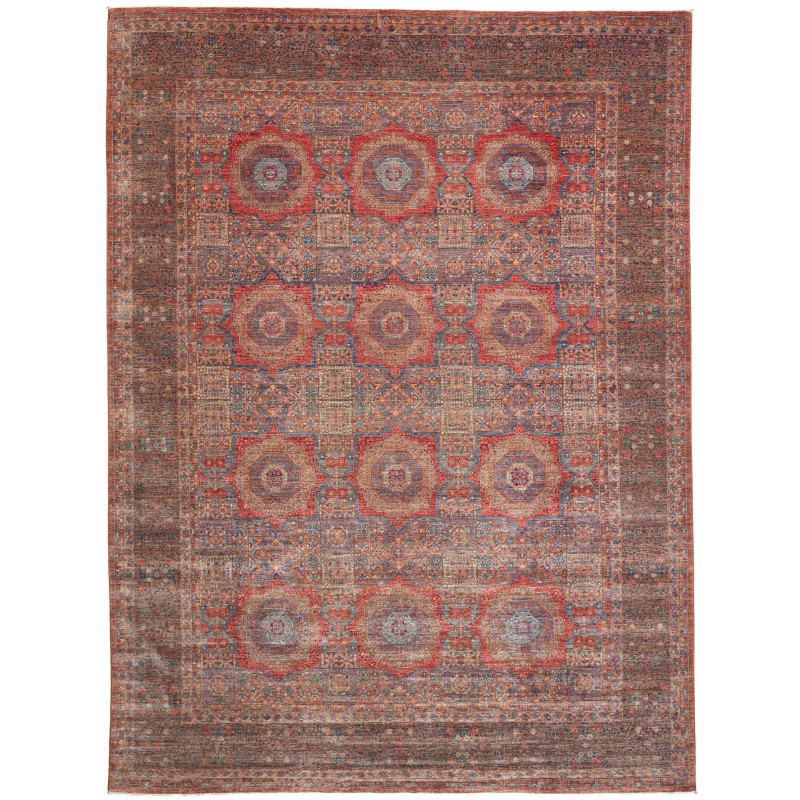 Rug Mamlouk Pakistan 270x366 Rust Red Brown Blu