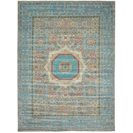 Rug Mamlouk Pakistan 278x377 Teal Blue Cream Or