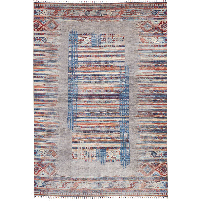 Rug Siva Pakistan 207x297 Gray Blue Orange Crea