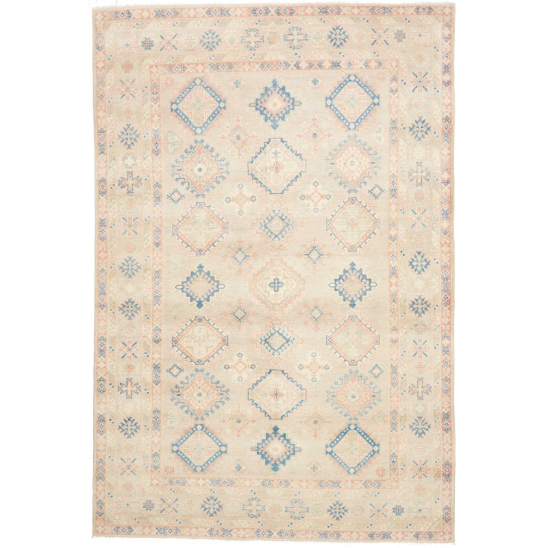 Rug Kazak Afghanistan 207x306 Beige Blue Peach