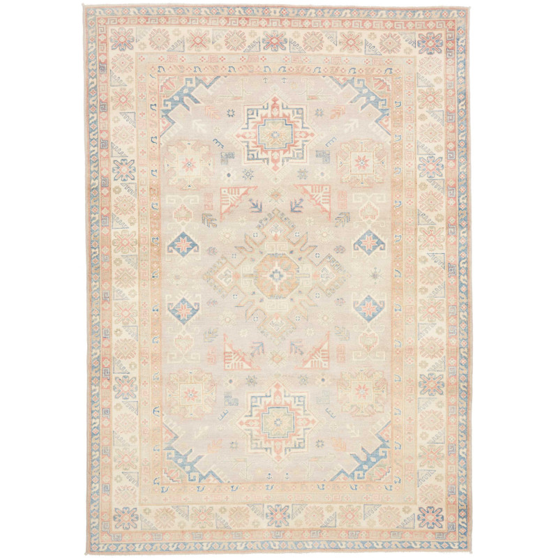 Rug Kazak Afghanistan 200x285 Light Grey Beige