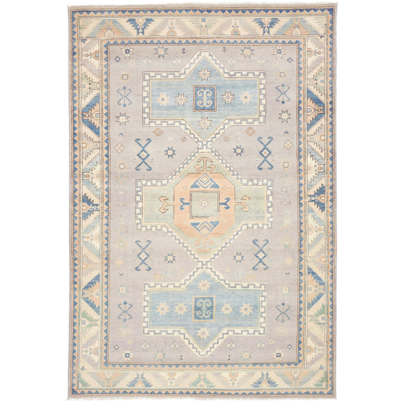 Rug Kazak Afghanistan 182x273 Taupe-gray Sky Bl