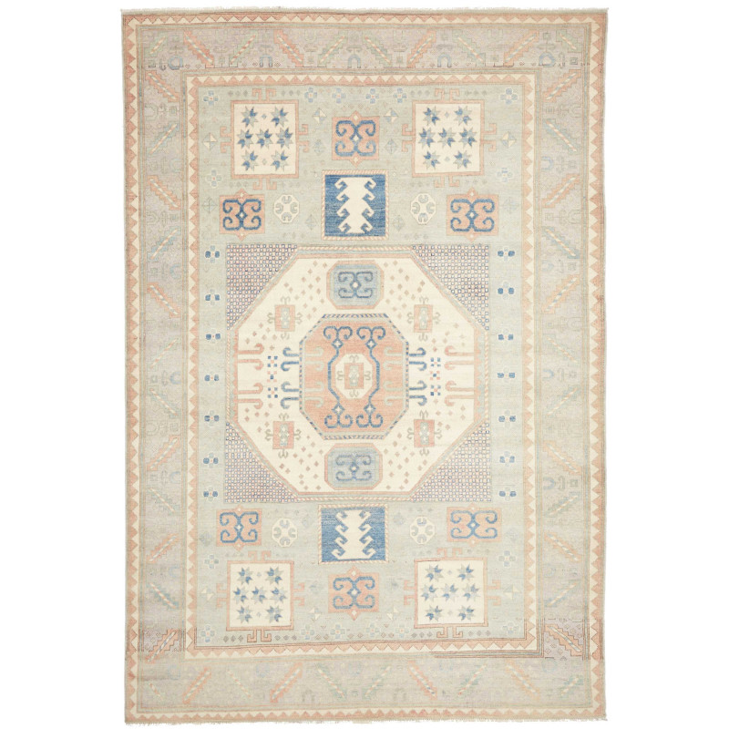 Rug Kazak Afghanistan 206x302 Sage Green Cream