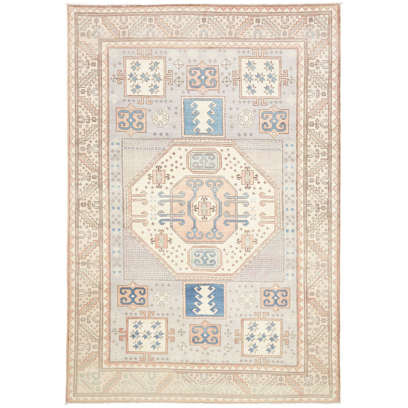 Rug Kazak Afghanistan 202x297 Pearl Grey Cream