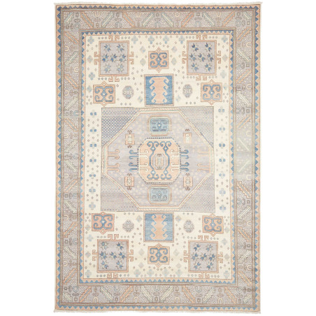 Rug Kazak Afghanistan 211x315 Cream Dusty Blue