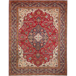 Hand Made Rug Tabriz Persia 256x338 Red Dark Bl