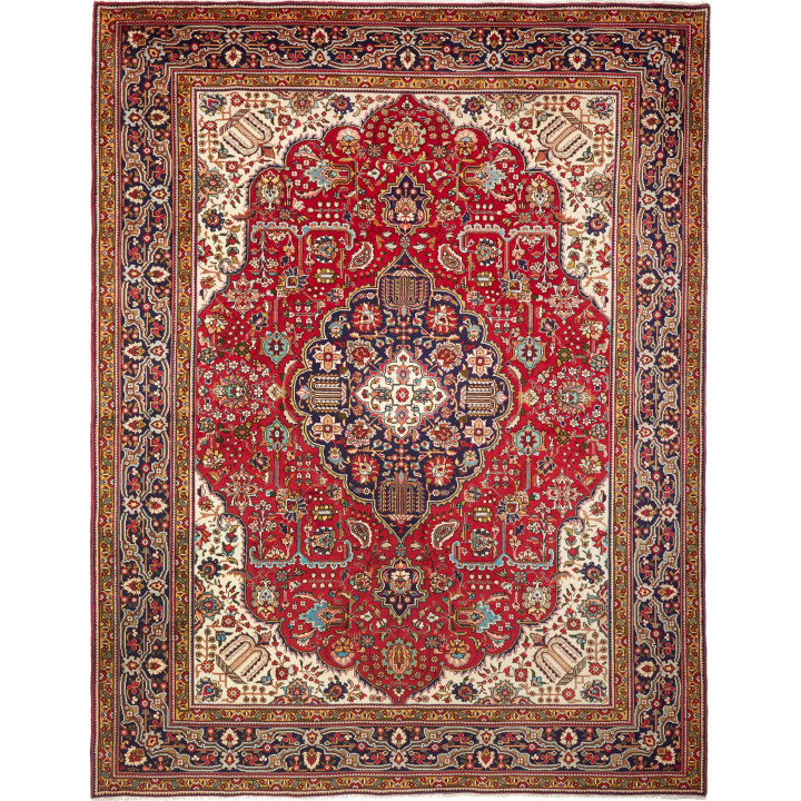 Hand Made Rug Tabriz Persia 256x338 Red Dark Bl