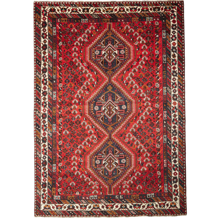 Hand Made Rug Shiraz Persia 213x303 Red Dark Bl