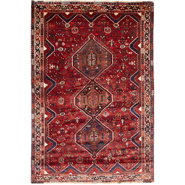 Hand Made Rug Shiraz Persia 170x245 Red Dark Bl
